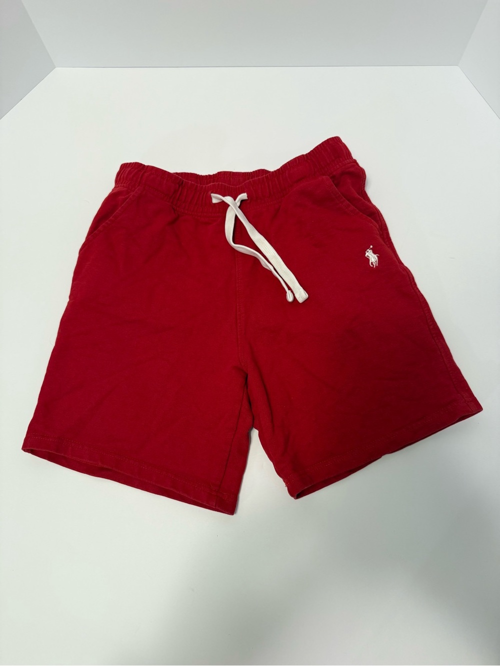 Polo Ralph Lauren Boys 3XL 13-14 Red Cotton Drawstring Shorts White Pony Logo